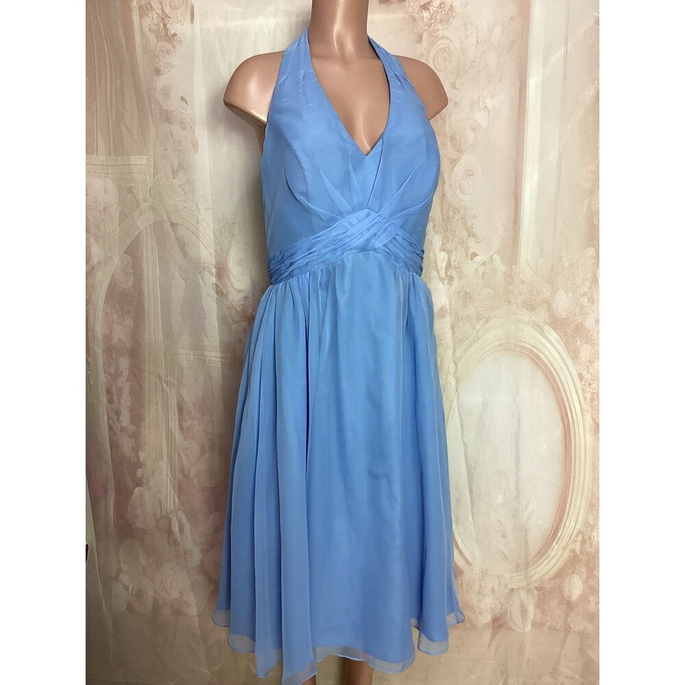 Morilee Bridesmaid dress light blue halter Neck Knee Length Plus Size 20